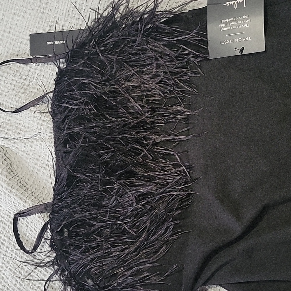 lulus feather mermaid gown